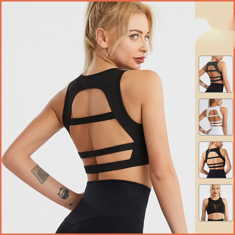 Women's Beautiful Back Underwired Bra Sports Underwear Shockproof Push-up Running Workout Vest Summer - Nioor