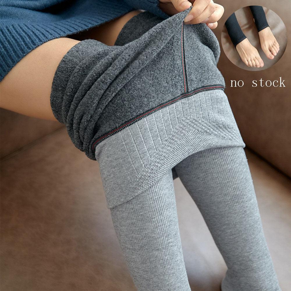 High Waist Stripes Leggings Winter Warm Thick High Stretch Imitation-cashmere Trousers Skinny Fitness Woman Pants - Nioor