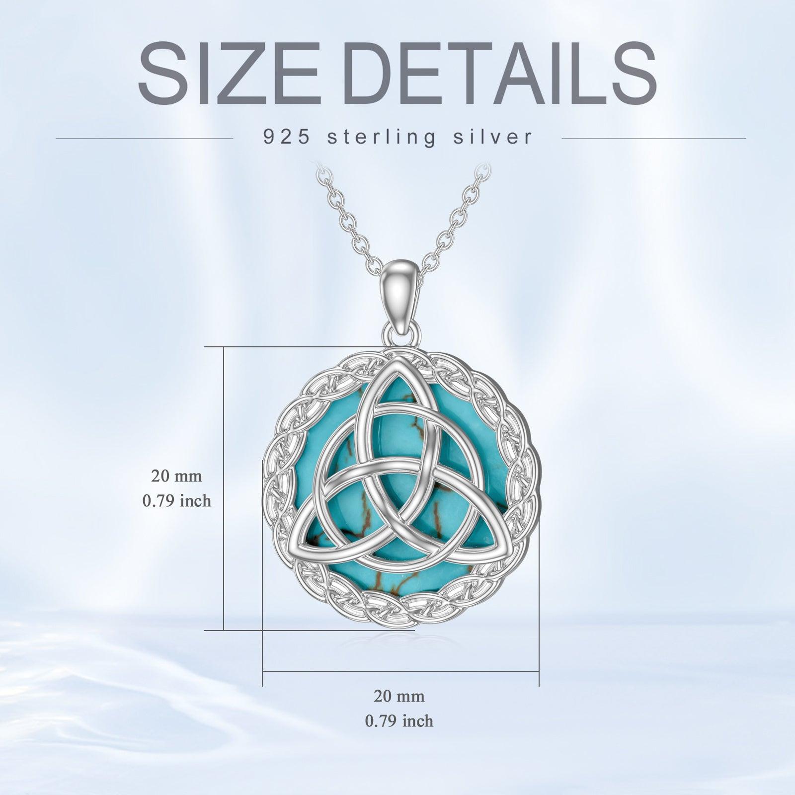 Celtic Necklace 925 Sterling Silver with Genuine Turquoise Trinity Knot Pendant Good Luck Irish Jewelry Gifts for Women - Nioor