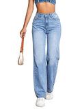 Casual High Waist Loose Denim Trousers - Nioor