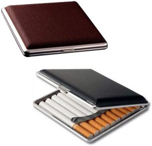 Leather Cigarette Case With Metal Clip