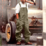 The New Four Seasons Solid Color Loose Straight Tooling Casual Overalls