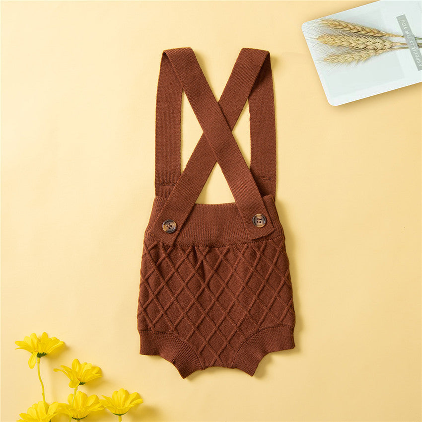 Autumn Boys And Girls Knitted Suspenders Woolen Clothes And Trousers