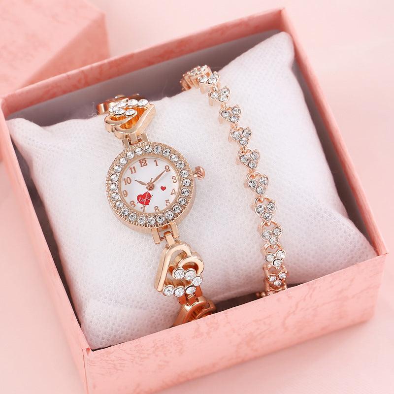 Heart Shape Diamond Small Dial Bracelet Watch Ladies - Nioor