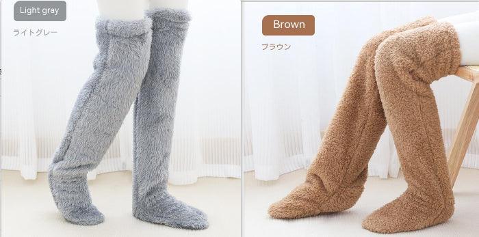 Over Knee High Fuzzy Long Socks Winter Warm Cold Leg Knee Joint Cold-proof Stockings Home Floor Sleeping Socks - Nioor