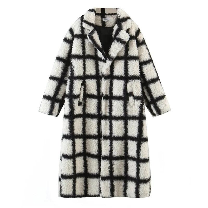 Polo Loose Coat Fashionable Plaid - Nioor