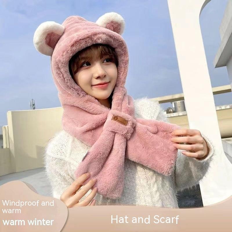 Women's Winter Plush Hat Scarf Thickened Warm - Nioor