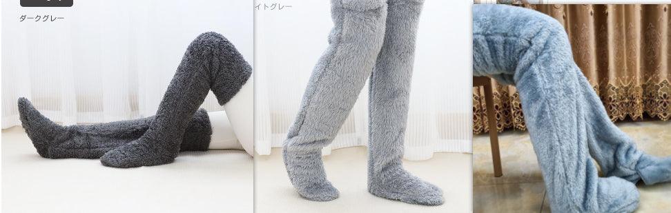 Over Knee High Fuzzy Long Socks Winter Warm Cold Leg Knee Joint Cold-proof Stockings Home Floor Sleeping Socks - Nioor