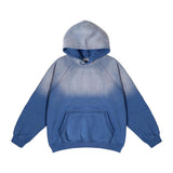 Gradient Two Colors Distressed Hooded Sweater - Nioor
