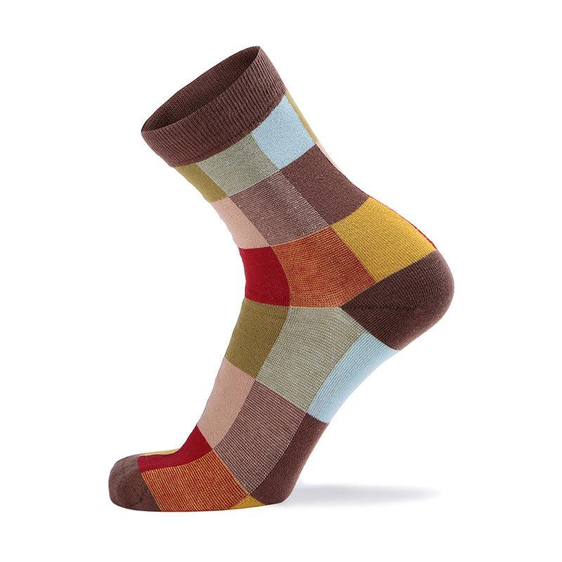 Cotton Medium Tube Classic Plaid Socks For Men - Nioor