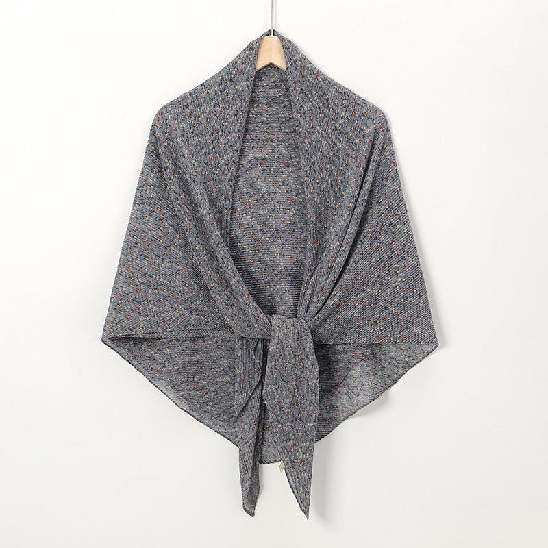 Pearl Chiffon Printed Square Scarf Pleated Scarf - Nioor