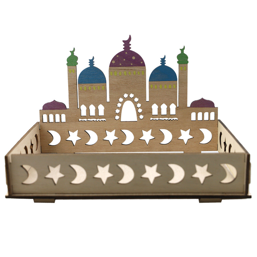 Wooden Ornament Eid Al Fitr Table Decoration Tray