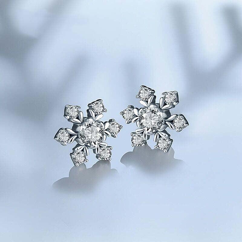 S925 sterling silver simple snowflake earrings - Nioor