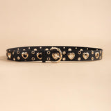 Sexy Punk Style Metal Air Eye Belt For Women With Jeans Skirt Hip Hop Heart Cutout Black Belt - Nioor