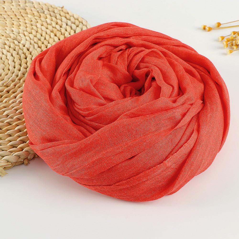 Women's Fashion Pure Color Artistic Cotton And Linen Scarf - Nioor