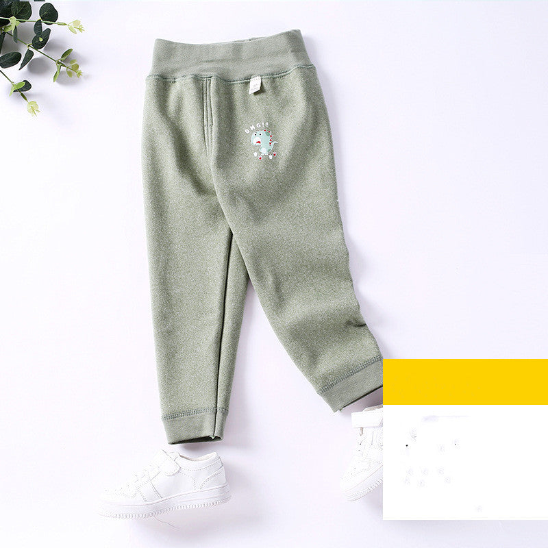 Children's solid color plus velvet leggings