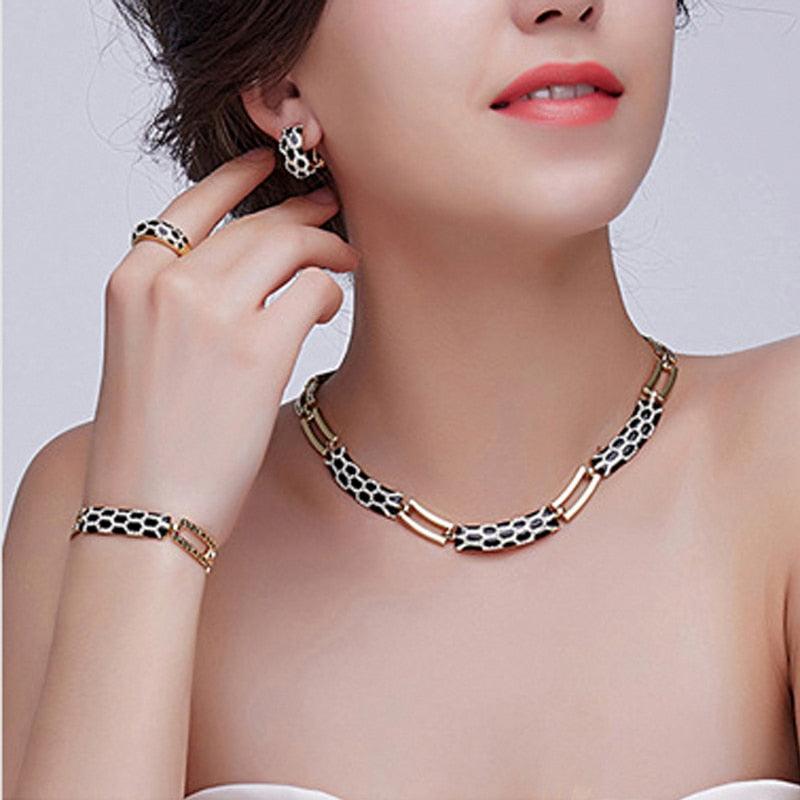 New Korean style diamond earring necklace set - Nioor