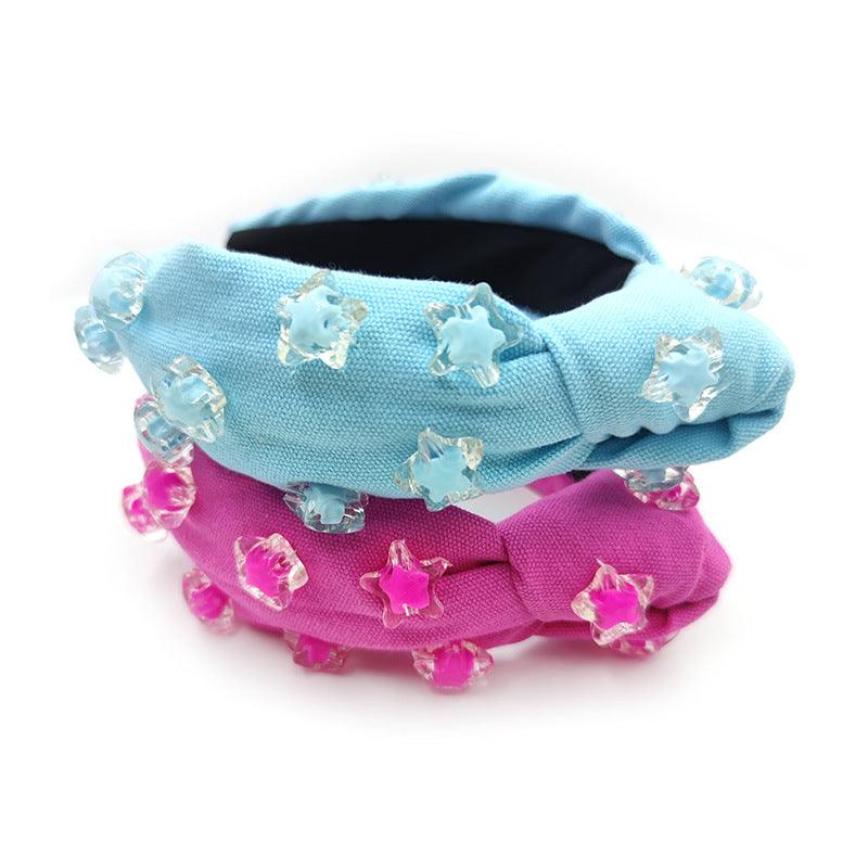 Cute Hairware Hand-stitched Five-pointed Star Solid Color Wide-brimmed Holiday Party Headband - Nioor