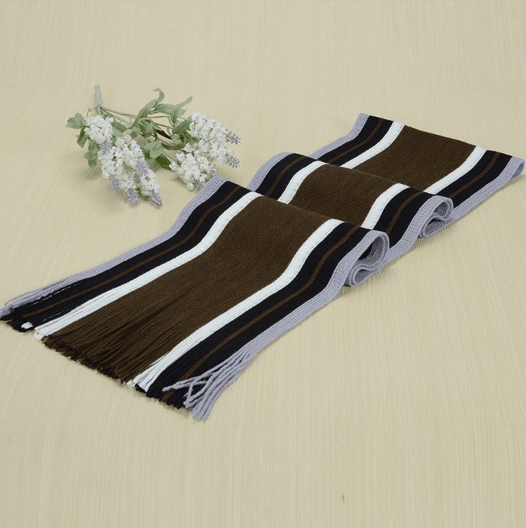 Knitted Warmth And Color Matching Striped Men's Scarf - Nioor