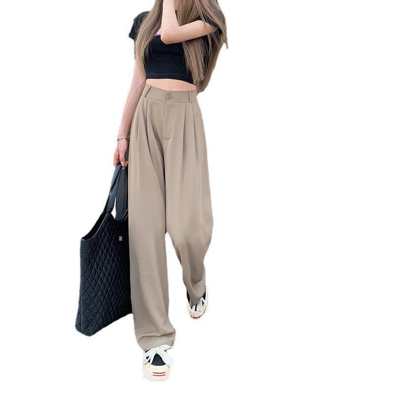 Straight High Waist Slimming Loose And Simple Casual Pants - Nioor