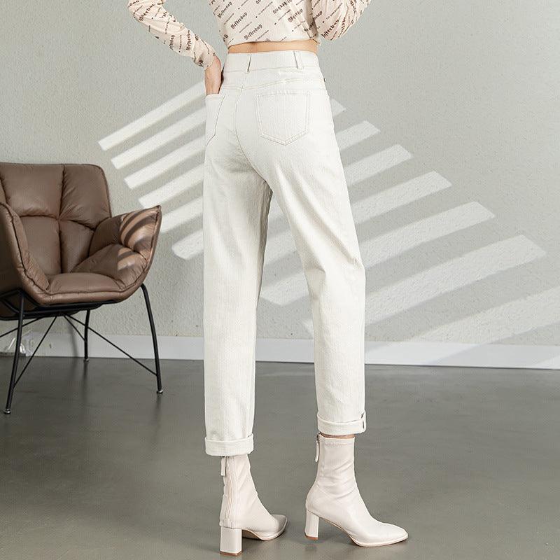 Women's High Waist Nine Minute Straight Turnip Tube Pants - Nioor