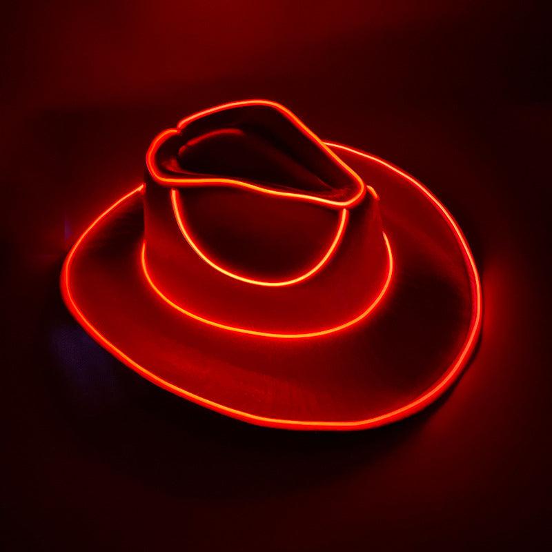 Halloween Carnival Party LED Wireless Fluorescent Colorful Cowboy Flashing Hat - Nioor