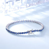 925 Sterling Silver Nano Sapphire Tennis Chain 30 Bracelet - Nioor