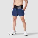 Men's Double-layer Fitness Woven High Waist Track Shorts - Nioor