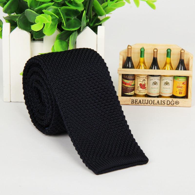 Solid-color knitted tie for men - Nioor