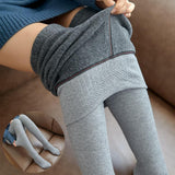 High Waist Stripes Leggings Winter Warm Thick High Stretch Imitation-cashmere Trousers Skinny Fitness Woman Pants - Nioor