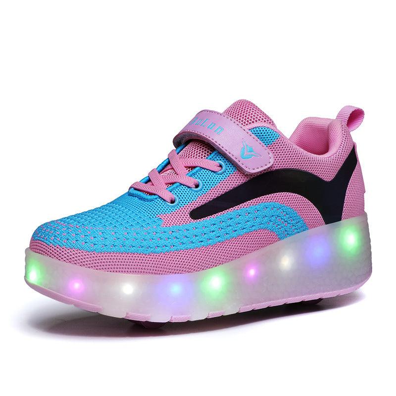 Children's Hair Smooth Roller Shoelace Light Wheel Shoes - Nioor