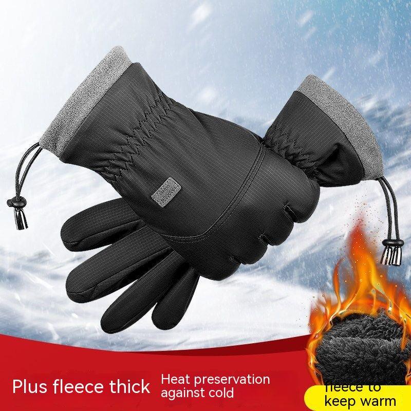 Polyester Gloves Men's And Women's Touch Screen Ski Gloves Outdoor Waterproof Windproof Warm Riding Full Finger Fleece Climbing - Nioor