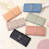 Long Metal Buckle Simple Tri-fold Clutch