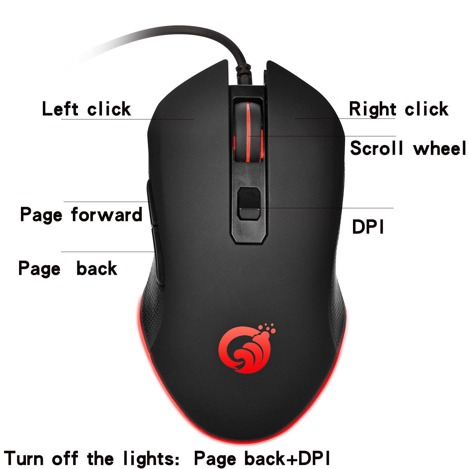 Wired gaming mouse glows - Nioor