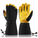 Leather Long Fleece Lined Cold-resistant Warm Gloves - Nioor