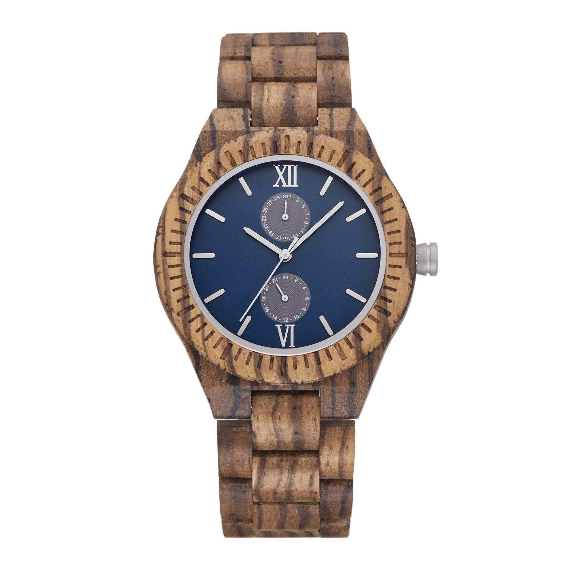 Men's Multi-functional Wooden Watch Quartz Movement - Nioor