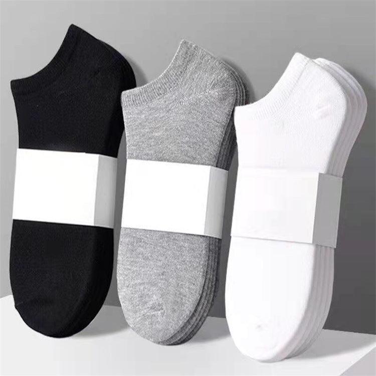 Solid Color Men's Black And White Grey Ship Socks - Nioor