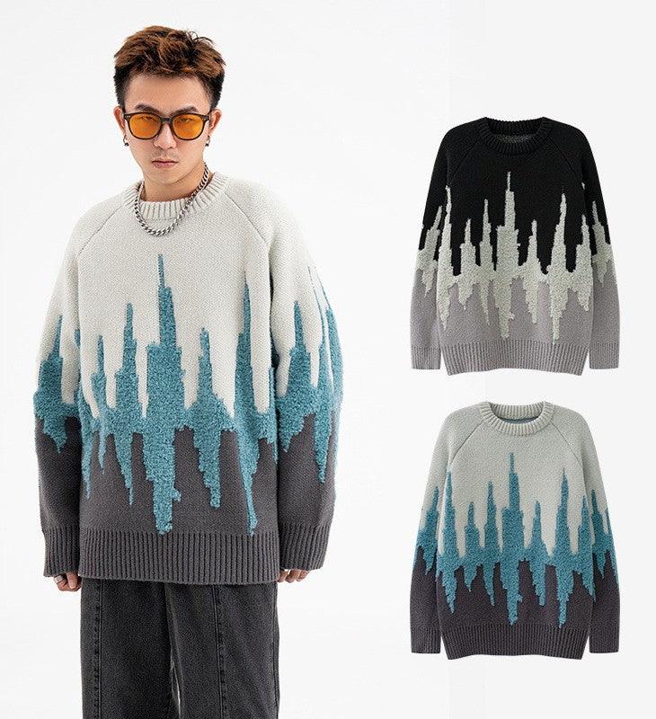 Contrast Vintage Flame Street Fashion Design Sweater - Nioor