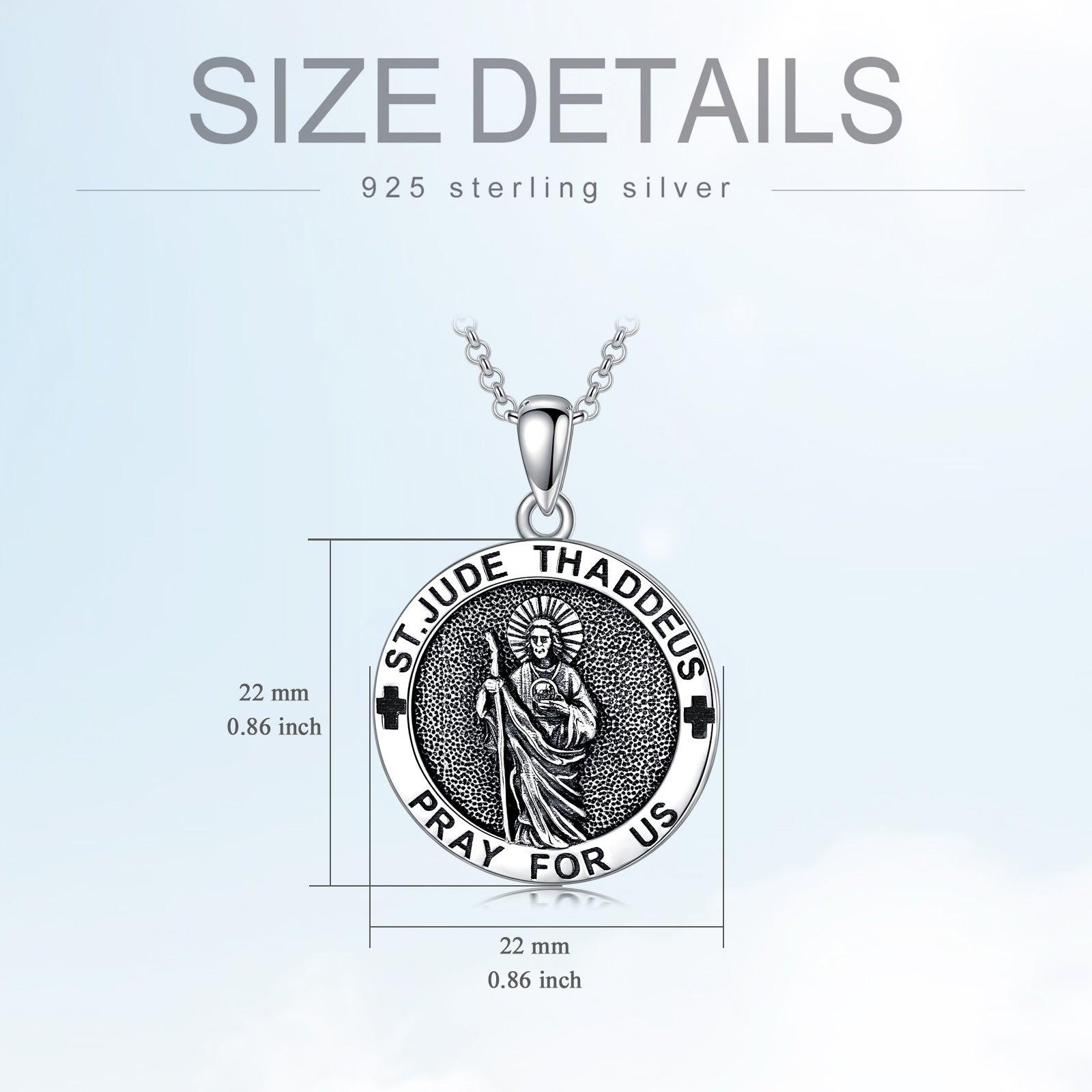 925 Sterling Silver Saint Jude Pendant Necklace - Nioor