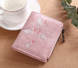 New Ladies Wallet Hand Embroidered White Swan