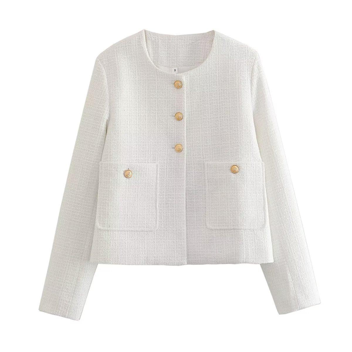 Solid Color Texture Casual Classic Style Jacket Women - Nioor