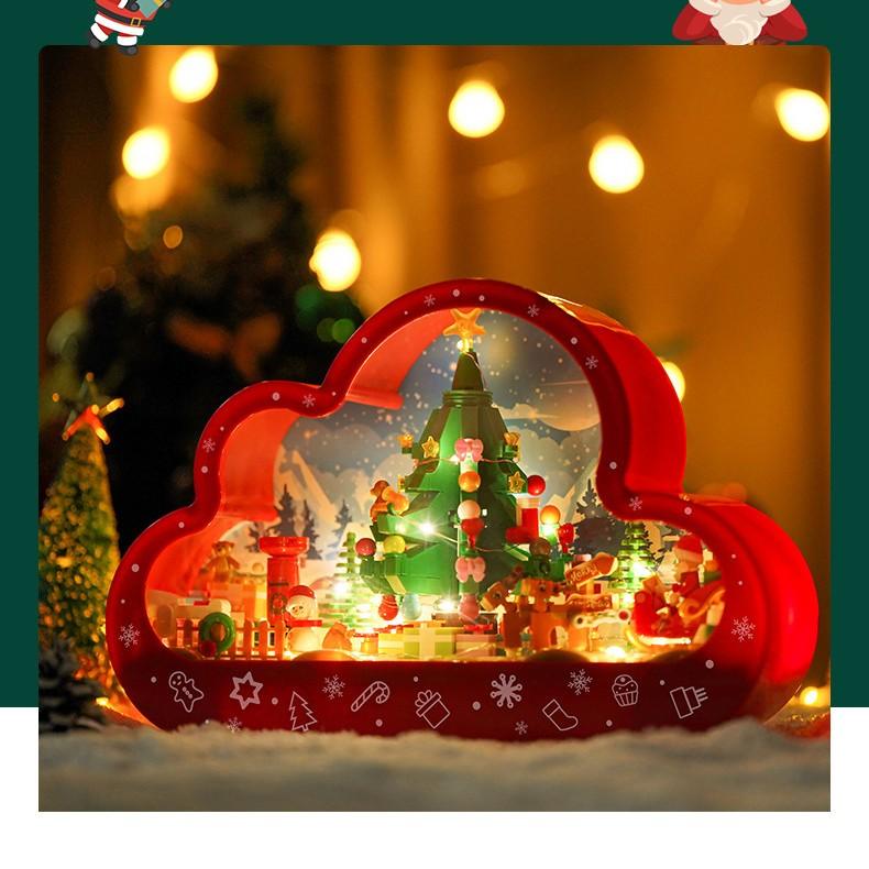 Christma New Style Assembled Building Block Toys Cloud Night Lamp Decorative Mirrors Frame LED Table Lights Creative Desk Bedroom Handmade Birthday Gifts - Nioor