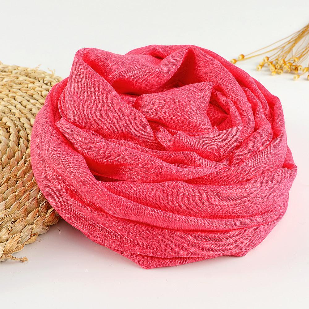 Women's Fashion Pure Color Artistic Cotton And Linen Scarf - Nioor