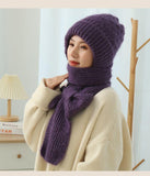 Women's Fleece-lined Autumn And Winter Scarf Hat Integrated - Nioor