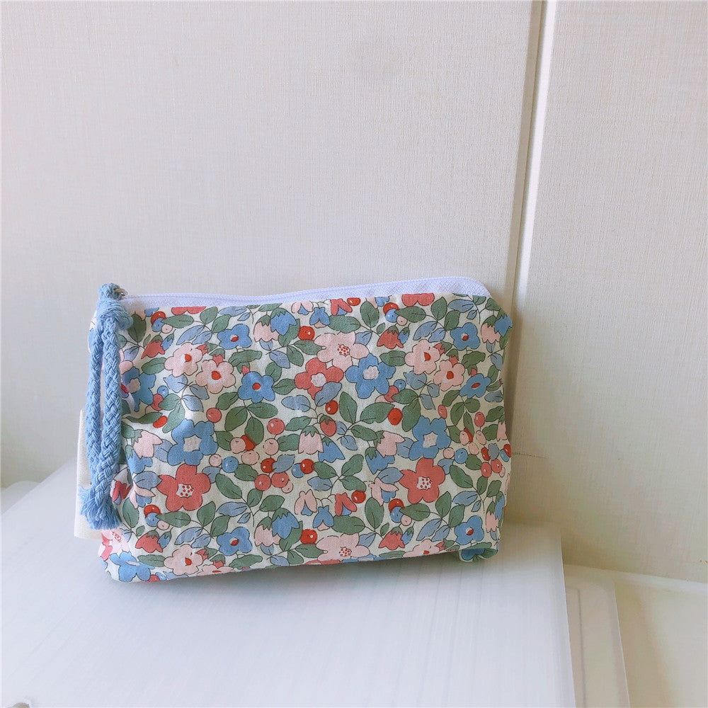 Korean Floral Mini Cotton Coin Pocket Headphone Lipstick Organizer Bag