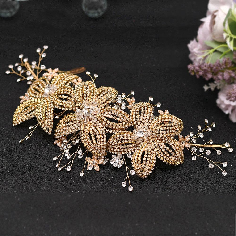 Flower Rhinestone Hair Accessories Bridal Wedding Hair Band - Nioor