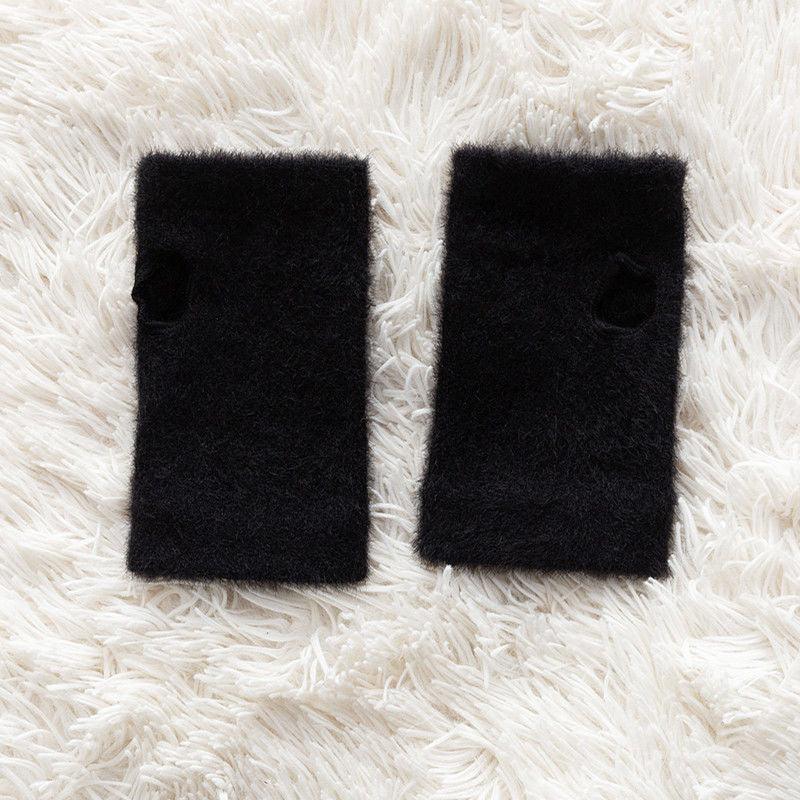 Autumn And Winter Mink Velvet Solid Color Half Gloves Fleece-lined - Nioor