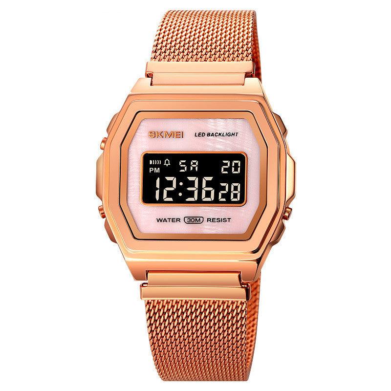Fashion Cool Multi-function Trend Personality Student Waterproof Stainless Steel Electronic Watch - Nioor