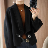 Female Hepburn Style Double-sided Wool Overcoat - Nioor