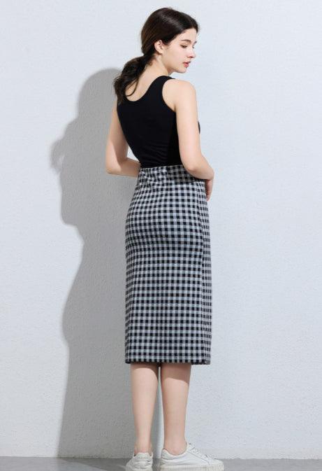 Checkered Knitted Women's Skirt - Nioor